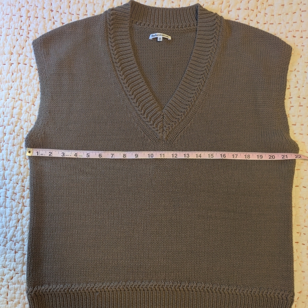 Reformation Olive Brown V-Neck Knit Sweater Vest - Picture 7 of 7